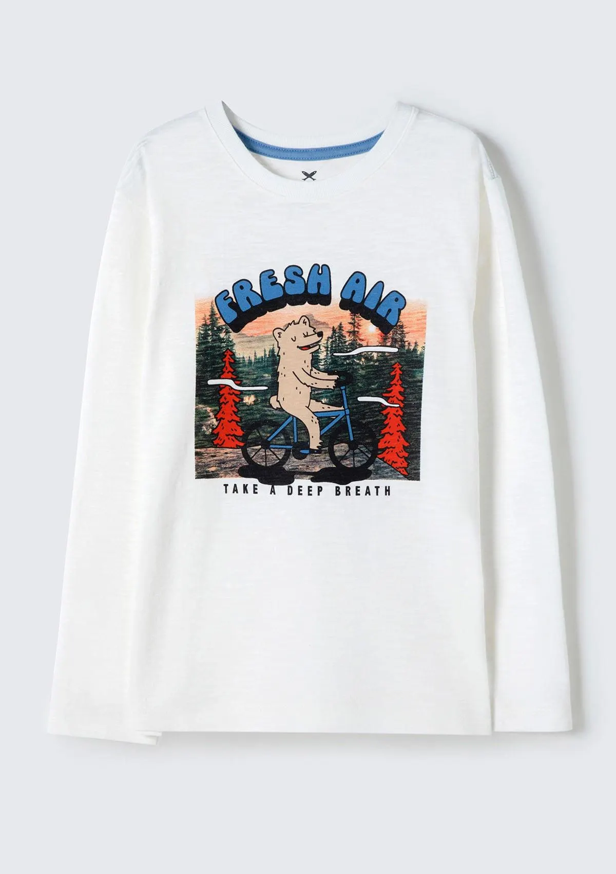 Camiseta Infantil Menino Manga Longa Flamê - Off White