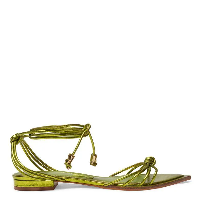 Rasteira Metallic Soft Verde Bico Folha