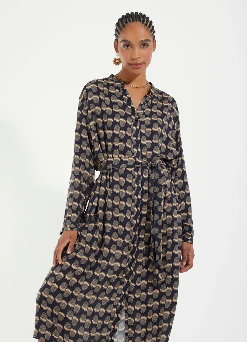 Vestido chemisier estampado dedal