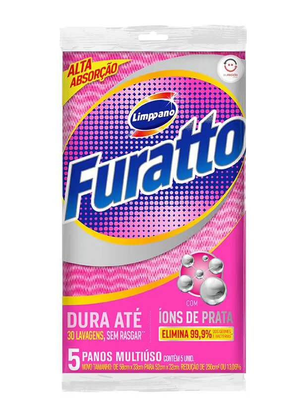 Pano Multiuso Rosa Limppano Furatto 5 Unidades
