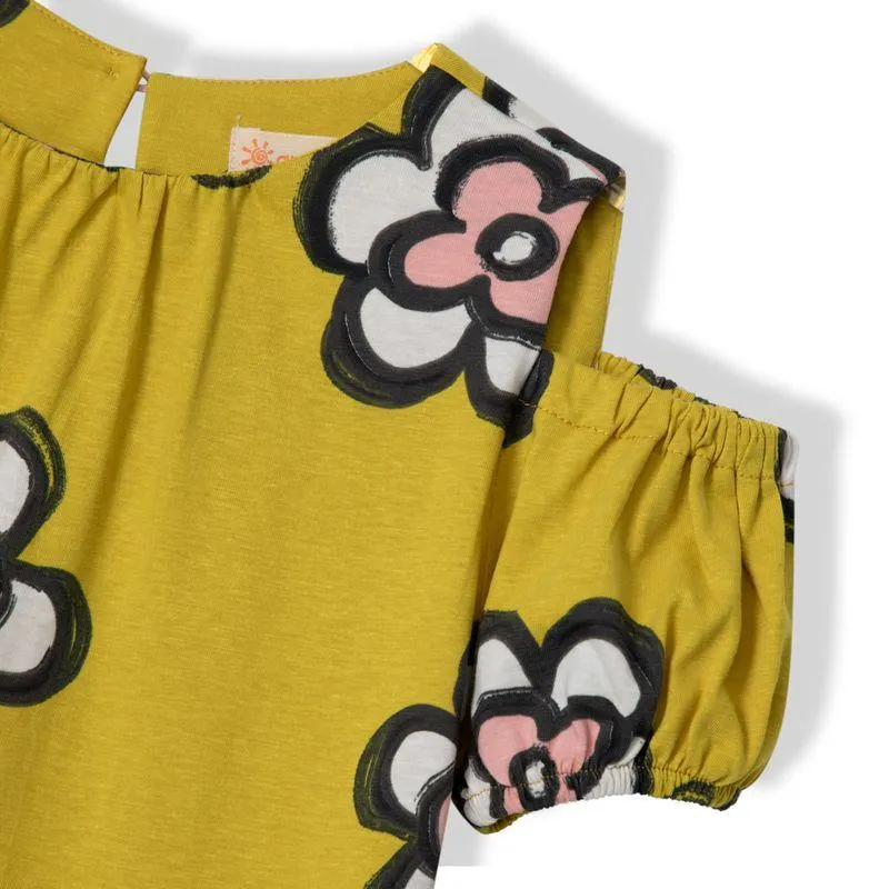 Vestido Infantil Green Flower Amarelo