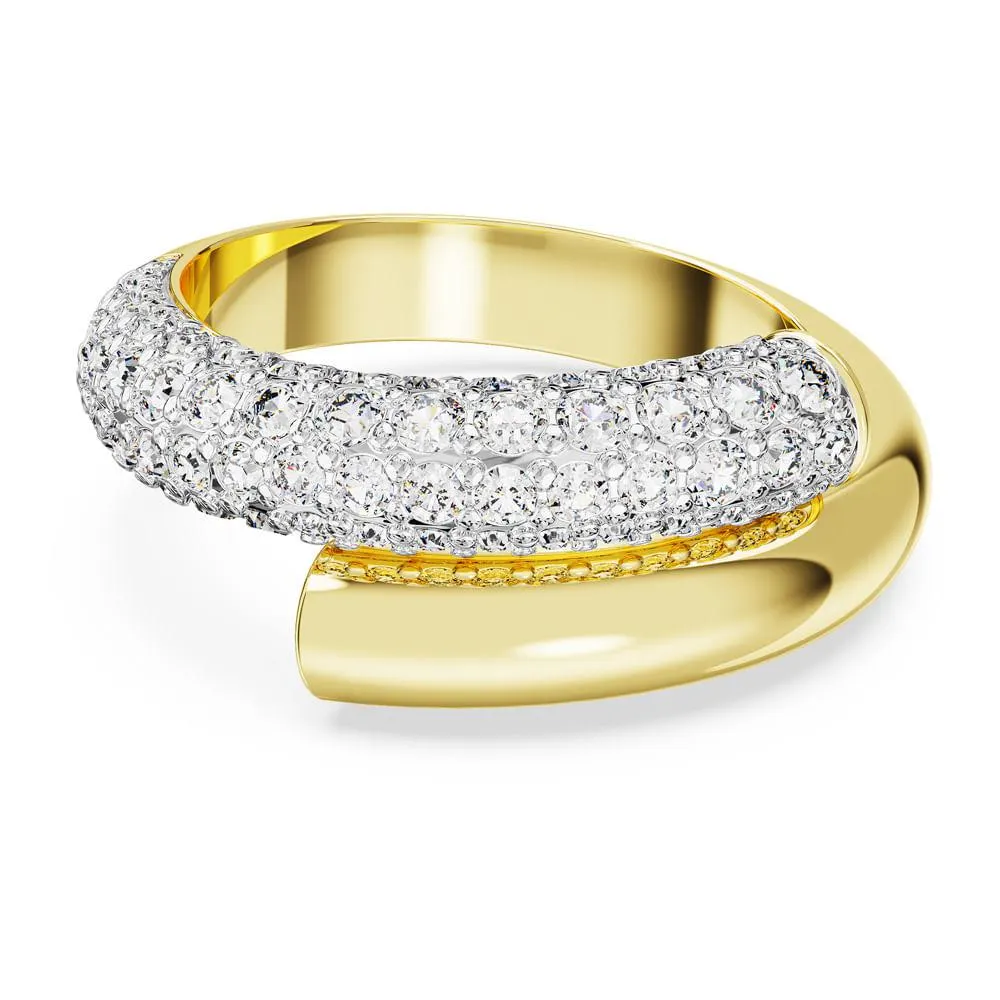 Anel cocktail Dextera, Branco, Banhado a dourado