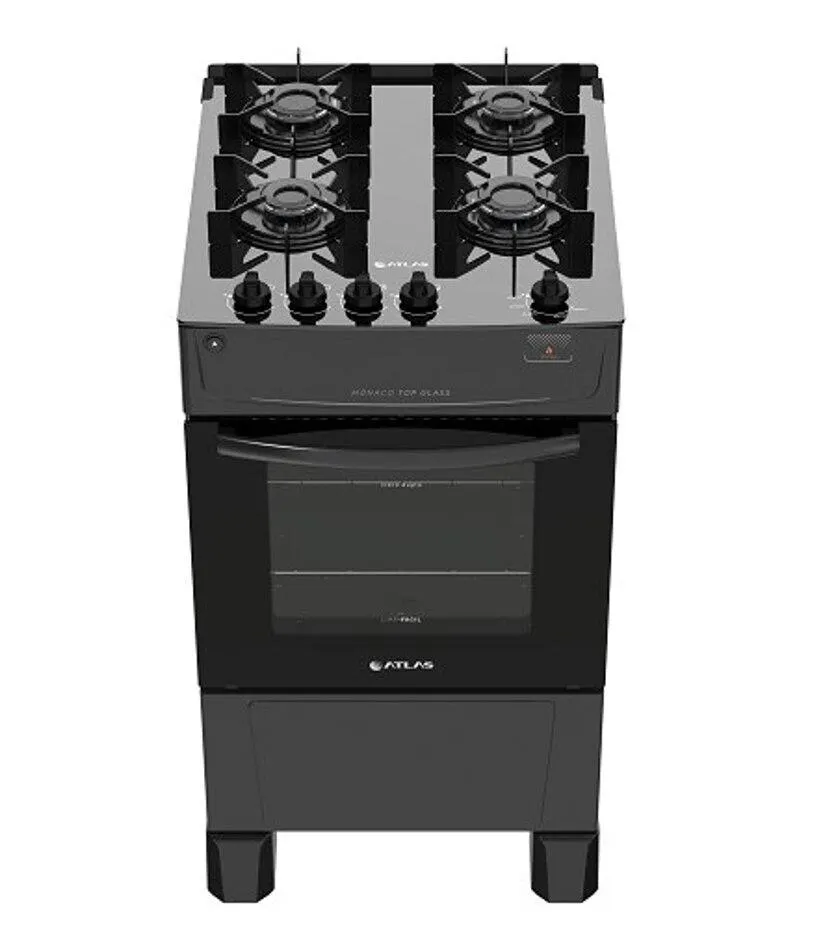 Fogão Atlas 4 Bocas Mônaco Top Glass Preto Bivolt