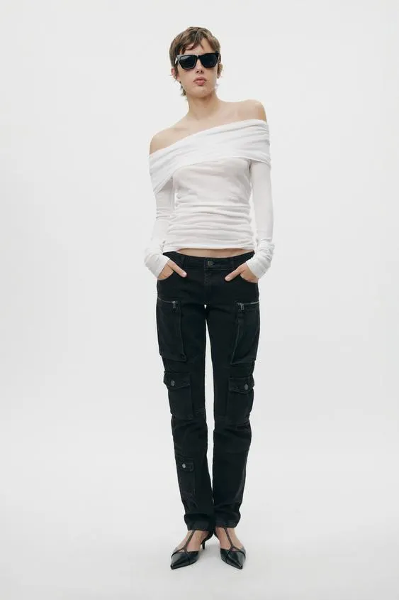 JEANS ZW COLLECTION SLIM CARGO DE CINTURA MÉDIA
