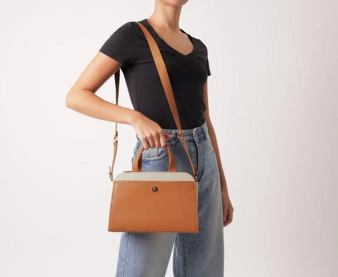 Bolsa Tote Marrom Média Gorgurão Bolso Frontal