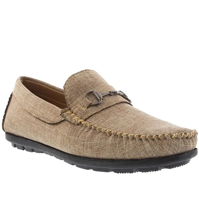 Mocassim Woche Detalhe Fivela Tecido Bege