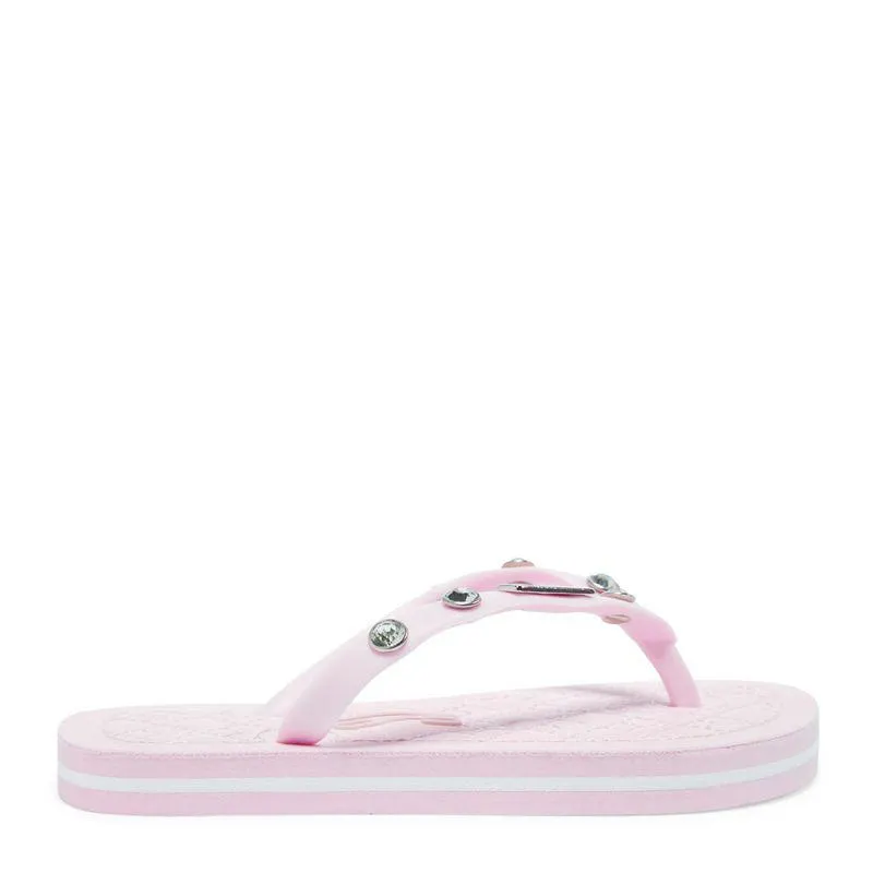 Flip Flop Infantil Rosa Borracha Strass Flat