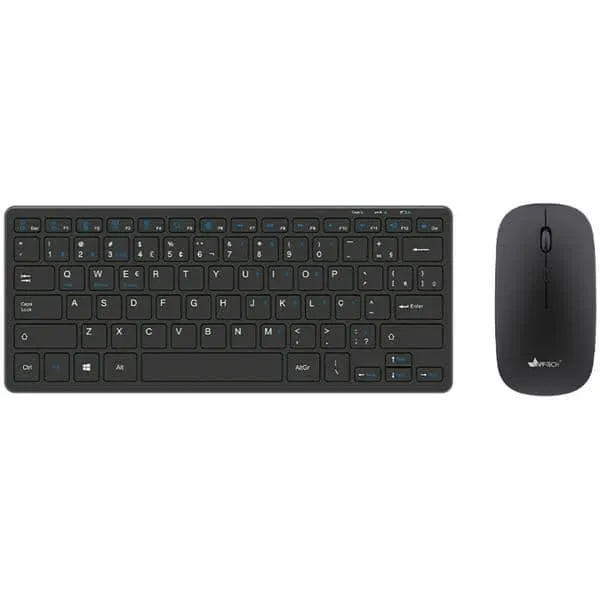 Teclado e Mouse sem Fio Recarregável, Wireless e Bluetooth, Padrão ABNT2, Preto, KMWRB400, App- Tech - CX 1 UN