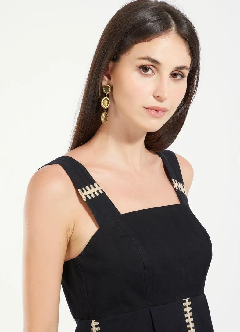 Vestido algodão bordado tapecaria