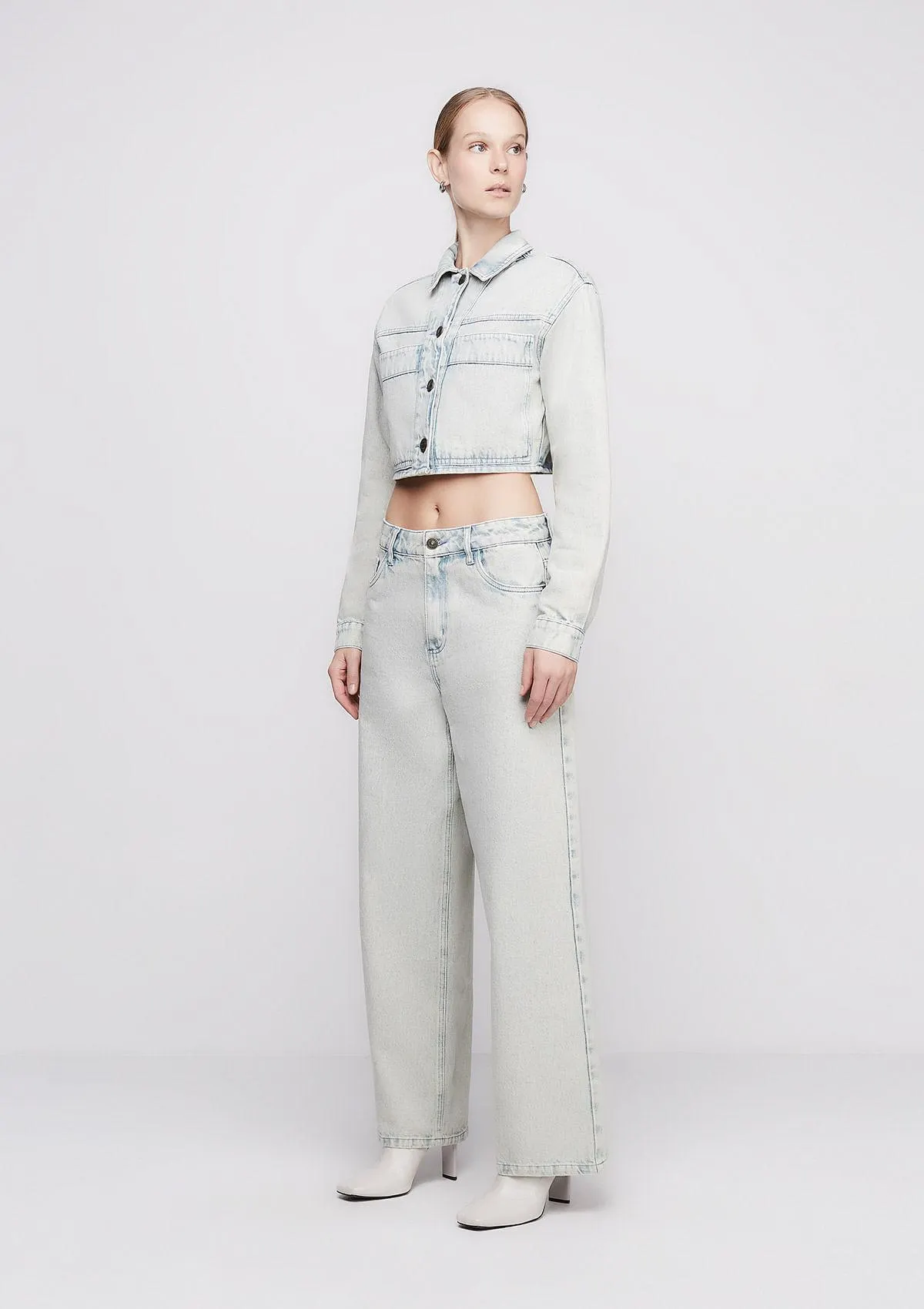 Calça Jeans Pantalona Cintura Baixa - Off White