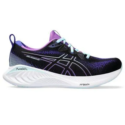 Tênis ASICS GEL-Cumulus 25 - Feminino - Preto e Roxo com Lilás e Branco