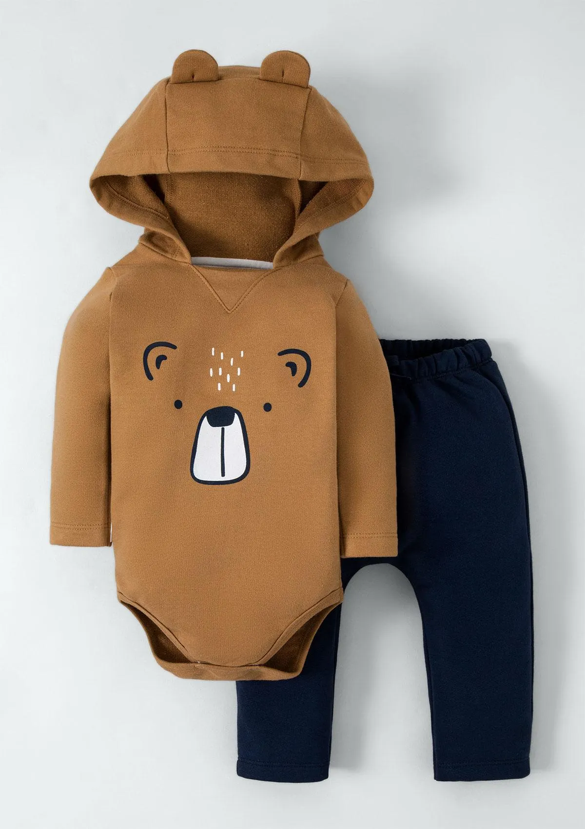 Conjunto Bebê Menino Em Moletom Peluciado - Marrom