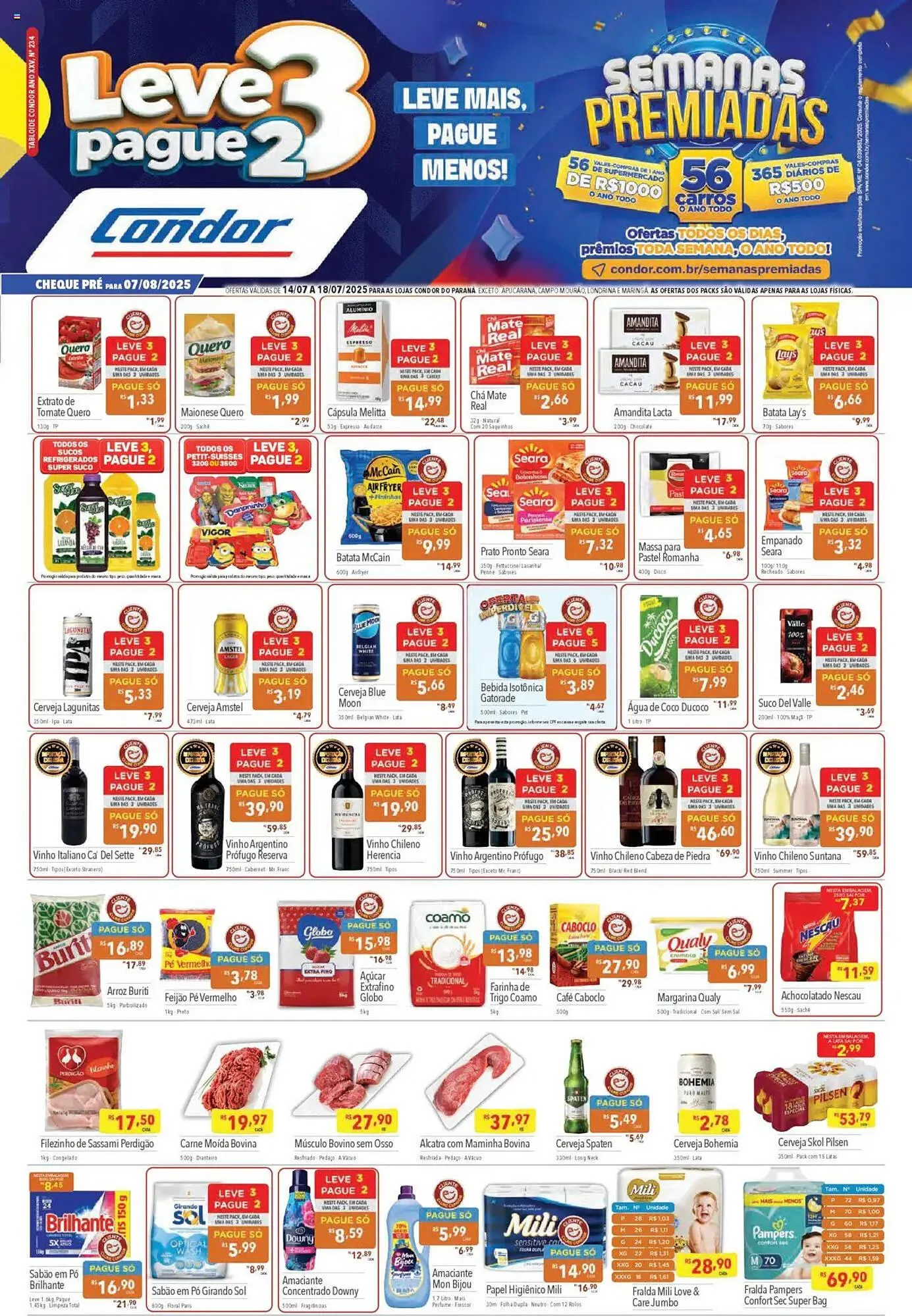 Encarte de Catálogo Supermercados Condor 14 de julho até 18 de julho 2025 - Pagina 1