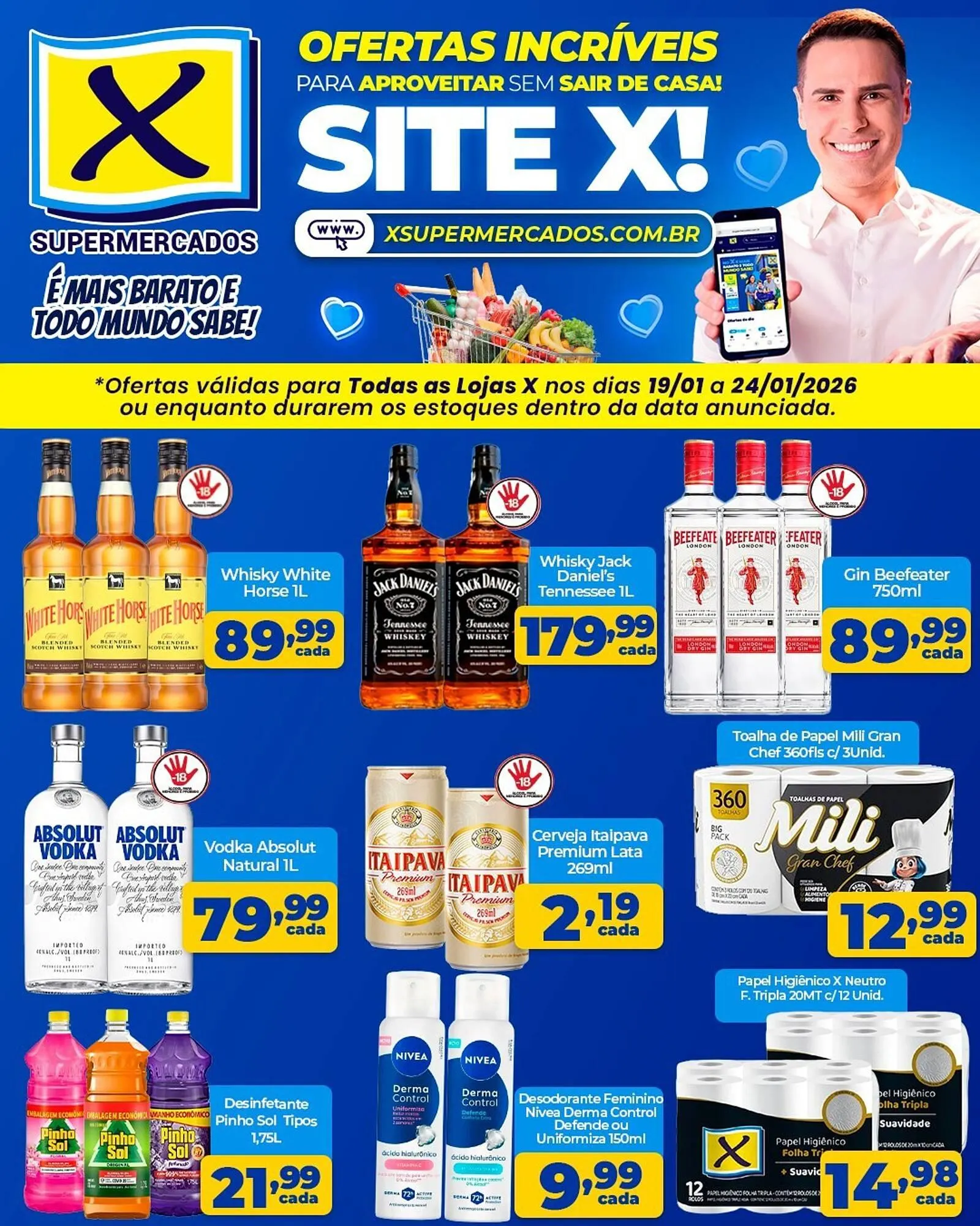 Encarte de Folheto X Supermercados 19 de janeiro até 24 de janeiro 2026 - Pagina 1