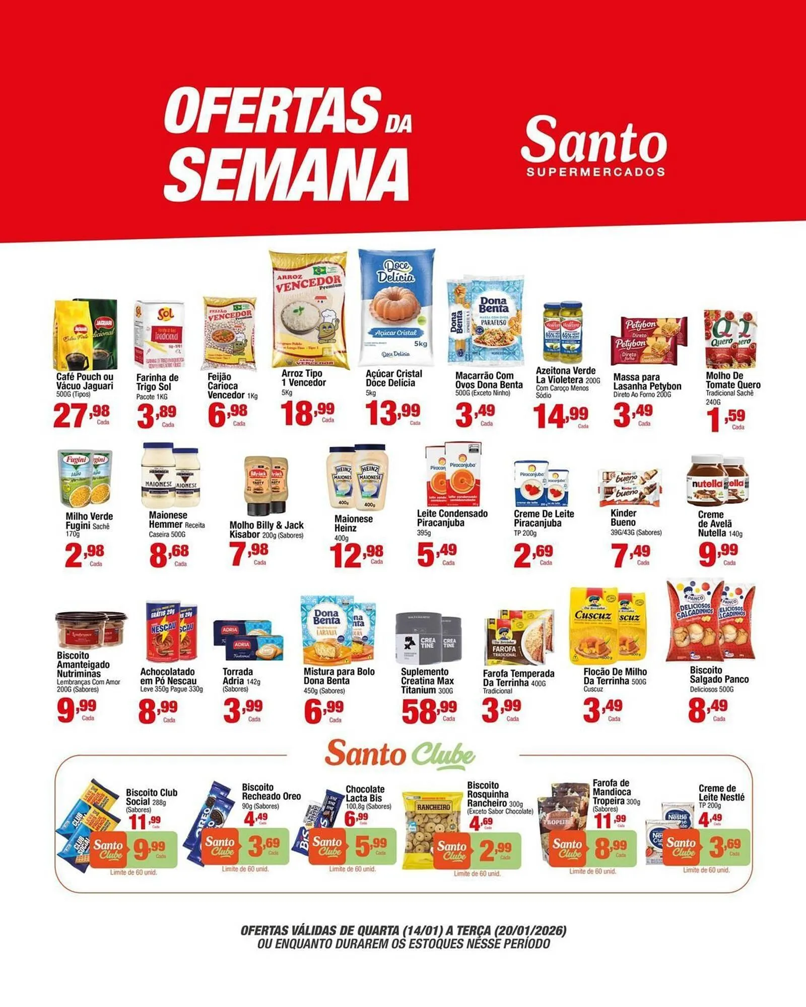 Encarte de Catálogo Santo Supermercados 14 de janeiro até 20 de janeiro 2026 - Pagina 1