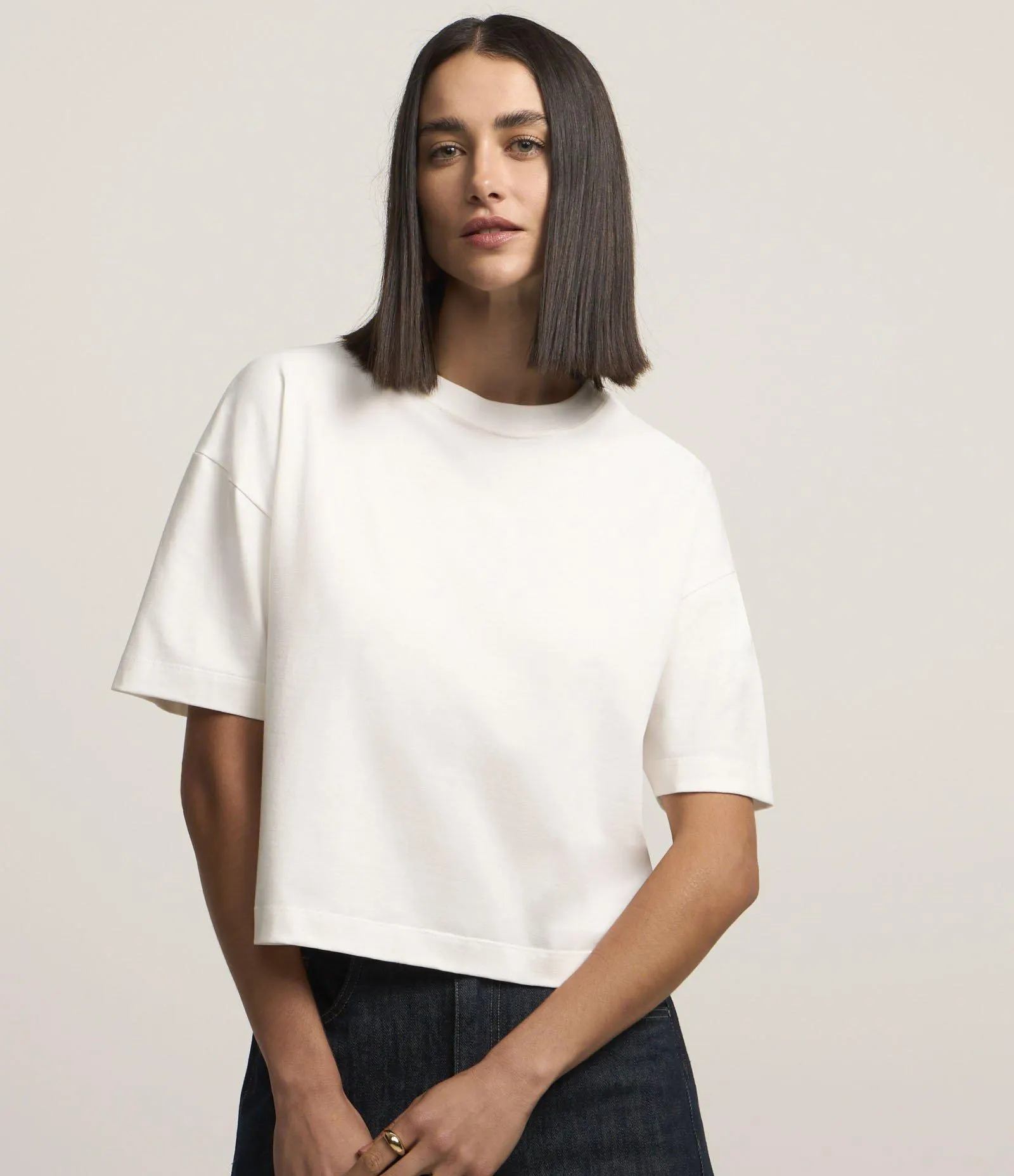 Blusa em Algodão Malhão com Manga Curta Branco Neve