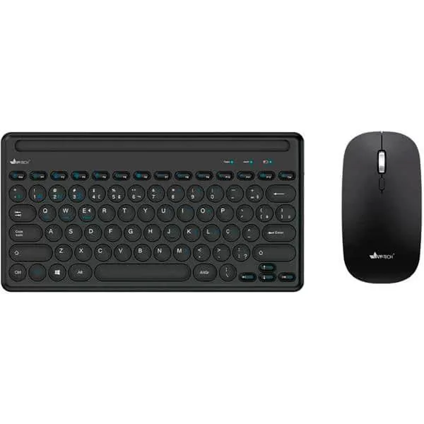 Kit Teclado e Mouse sem Fio Recarregável, Wireless e Bluetooth, Padrão ABNT2, Preto, KMWRB500, App-Tech - CX 1 UN