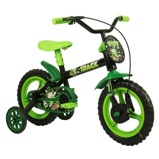 Bicicleta Infantil Track Bikes Nova Arco Íris - Aro 12, Aço Carbono - Preto/Verde