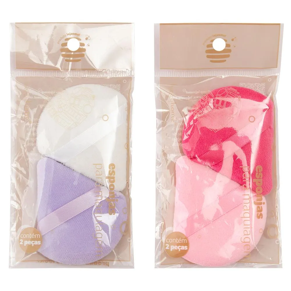 Kit 2 Esponjas Para Maquiagem Microfibra Sortido 6x7x1cm LM2980 - honeyhome