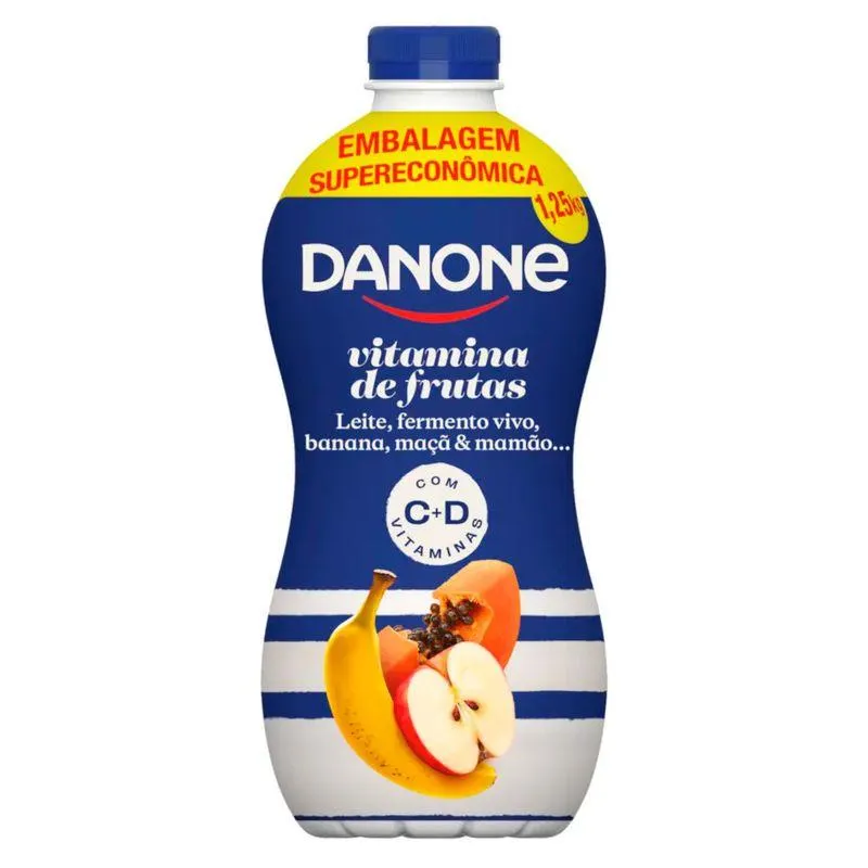 Iogurte Parcialmente Desnatado Danone Vitamina de Frutas Garrafa 1.25Kg Embalagem Supereconômica