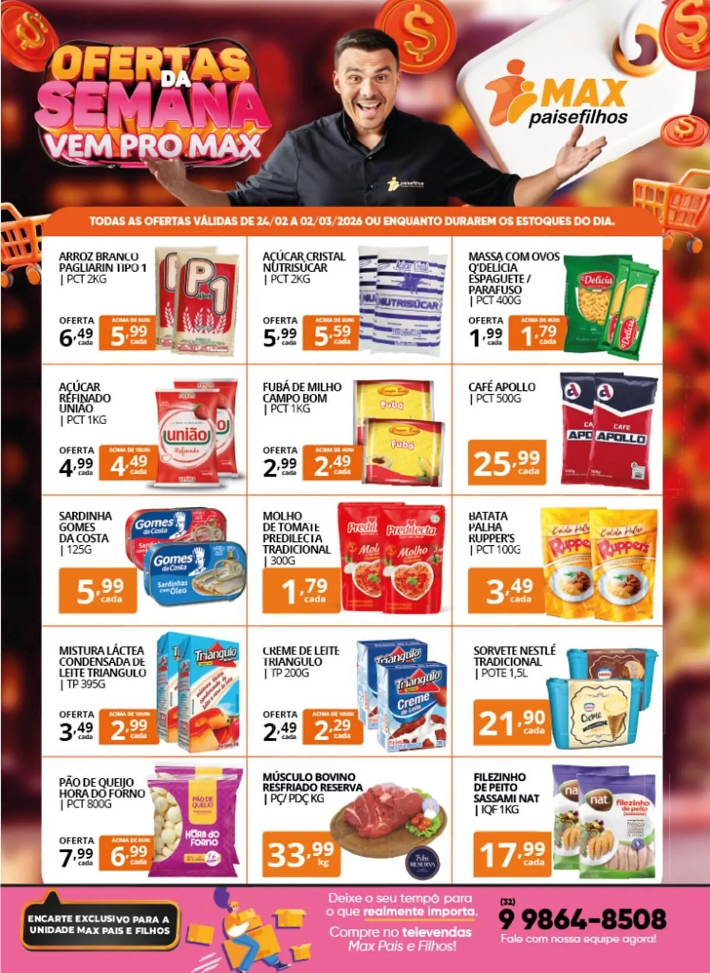 Encarte de Catálogo Pais e Filhos Supermercados 24 de fevereiro até 2 de março 2026 - Pagina 1