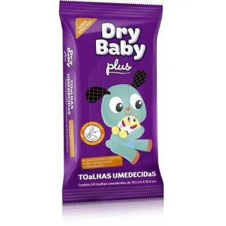 LENÇOS UMEDECIDOS DRY BABY PLUS COM 50 UNIDADES