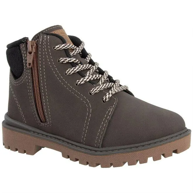 Bota Coturno Infantil Molekinho Tratorada Detalhe Recorte Zíper Marrom