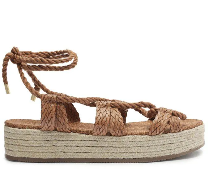 Sandália Plataforma Marrom Chicote Amarração