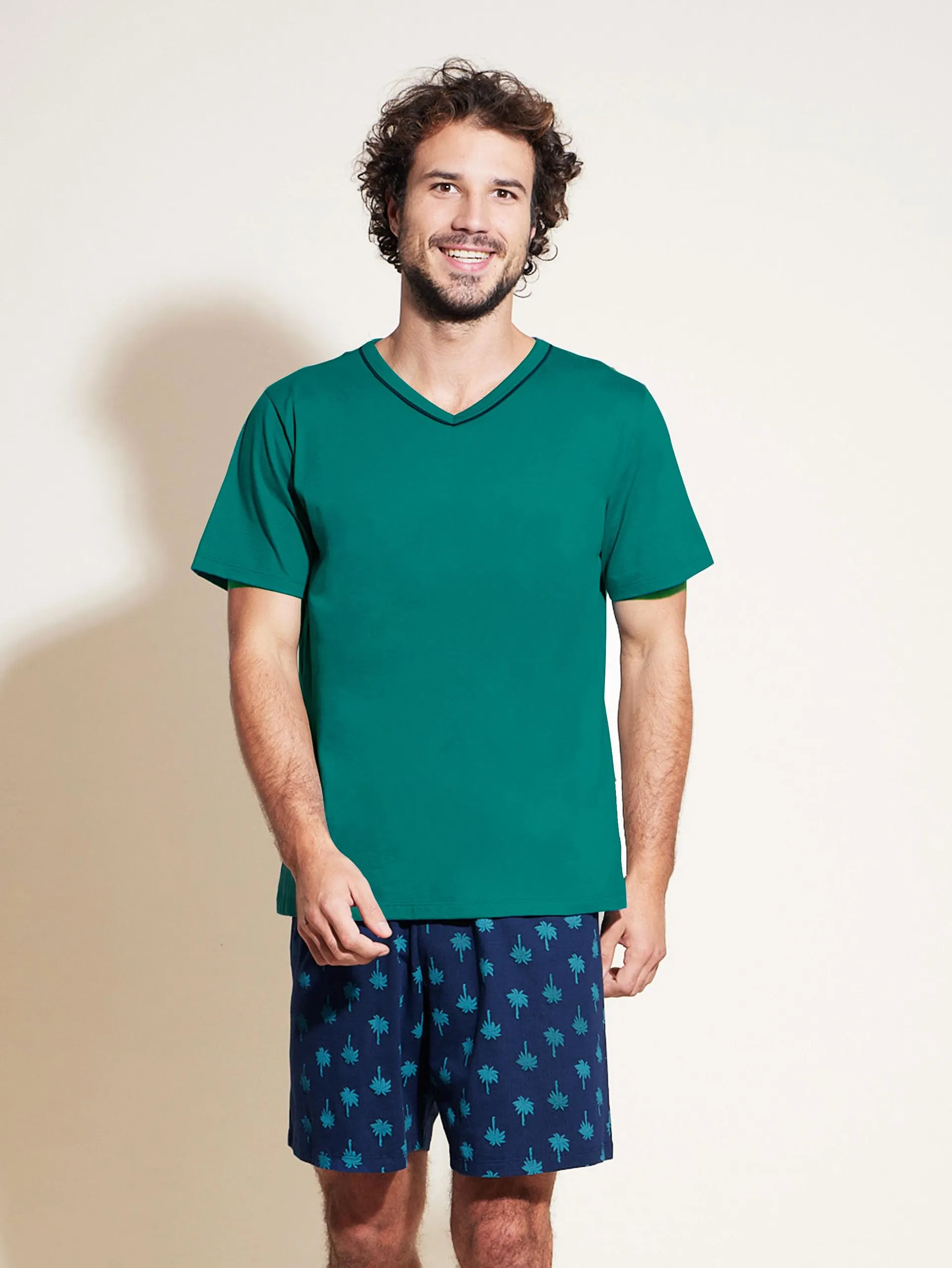 Pijama Masculino Manga Curta Tropical