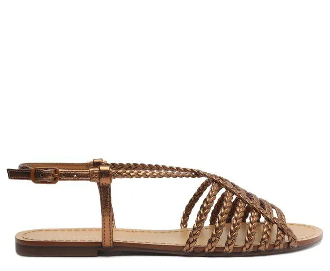 Sandália Bronze Tiras de Trança