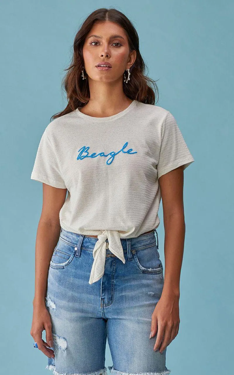 Camiseta com amarração - NATURAL