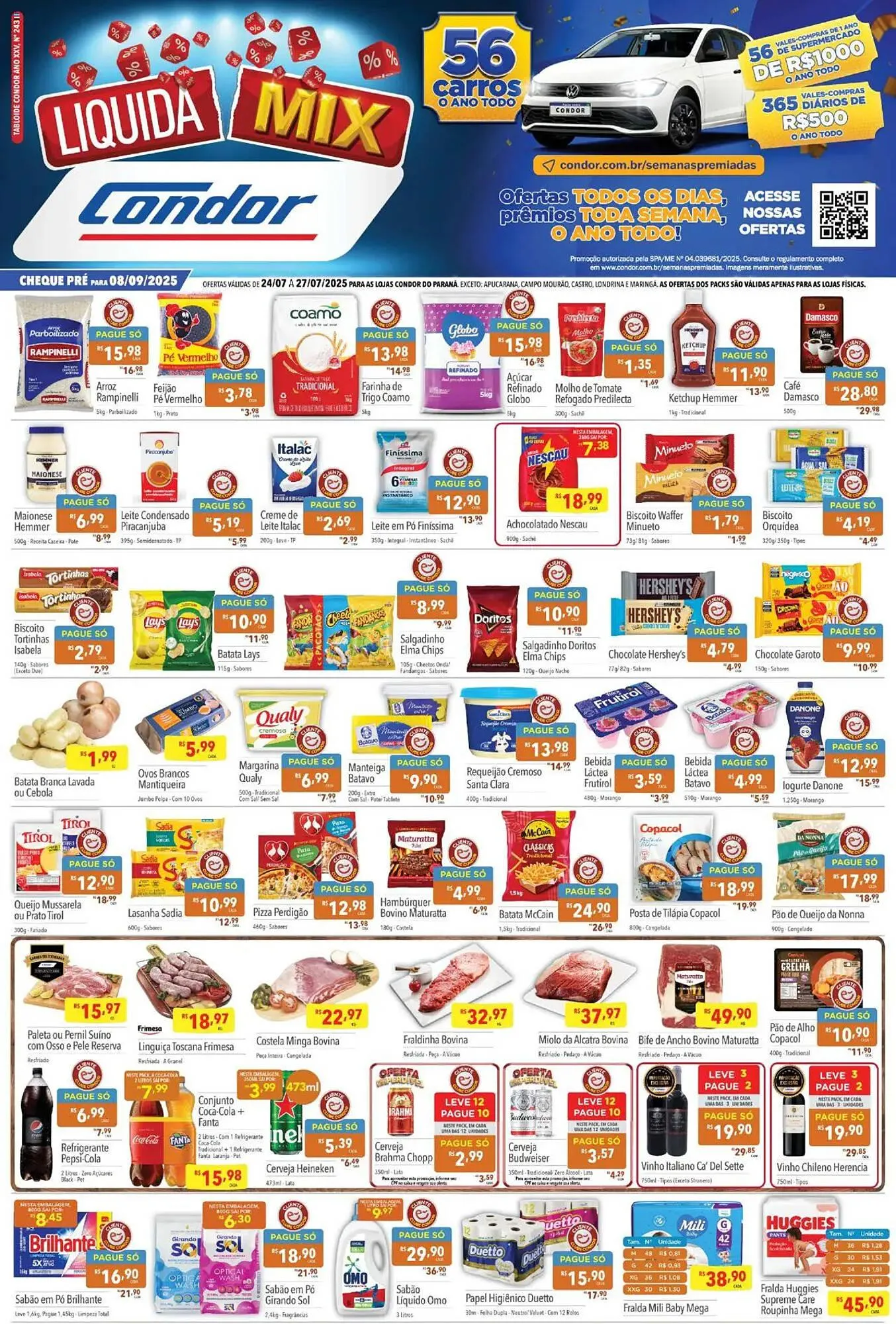 Encarte de Catálogo Supermercados Condor 24 de julho até 27 de julho 2025 - Pagina 1