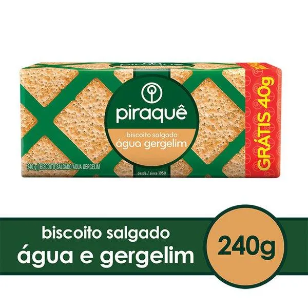 Biscoito Piraque Agua e Gergelim 240g