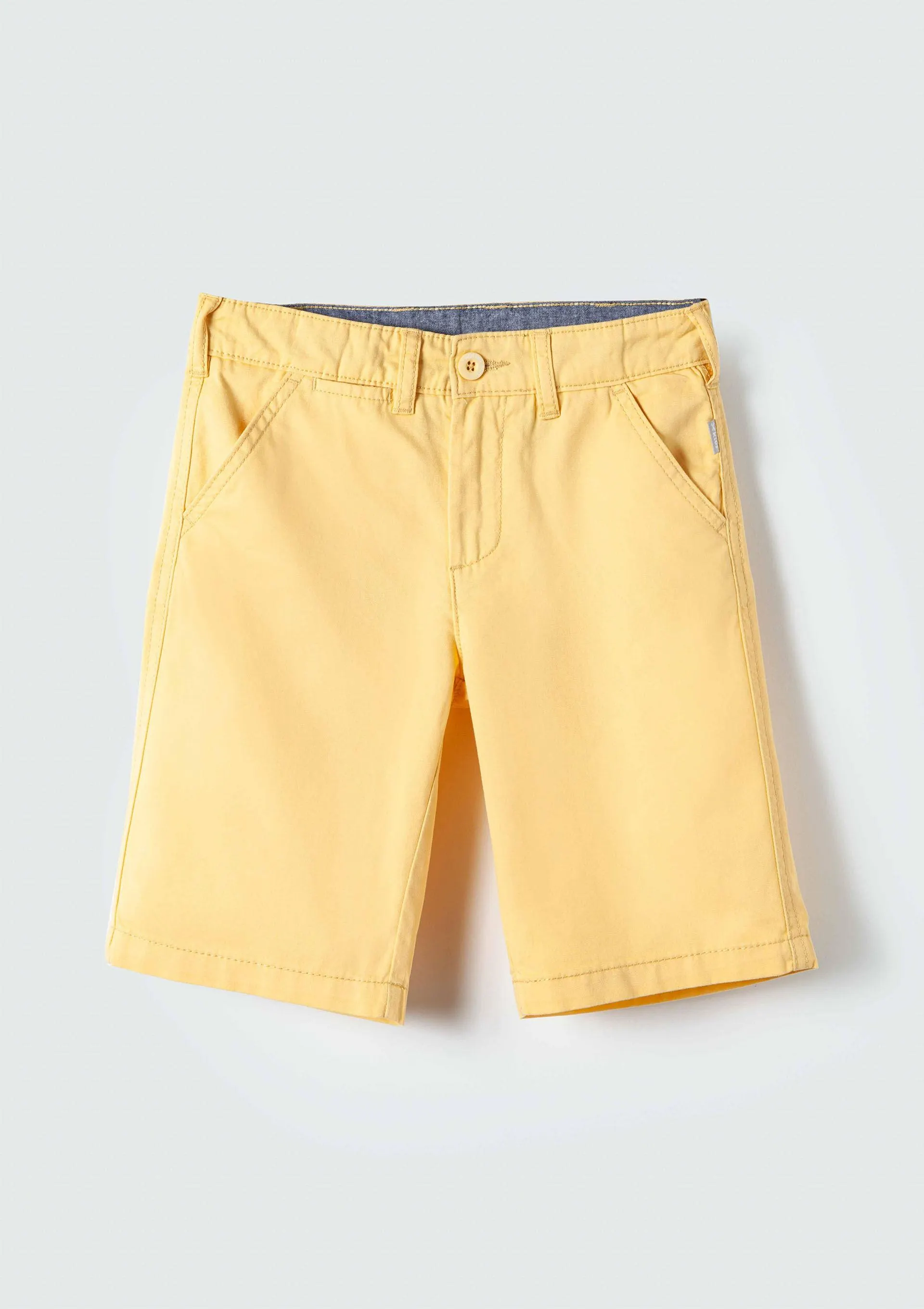 Bermuda Básica Infantil Menino Em Sarja Tam 1 A 16 - Amarelo