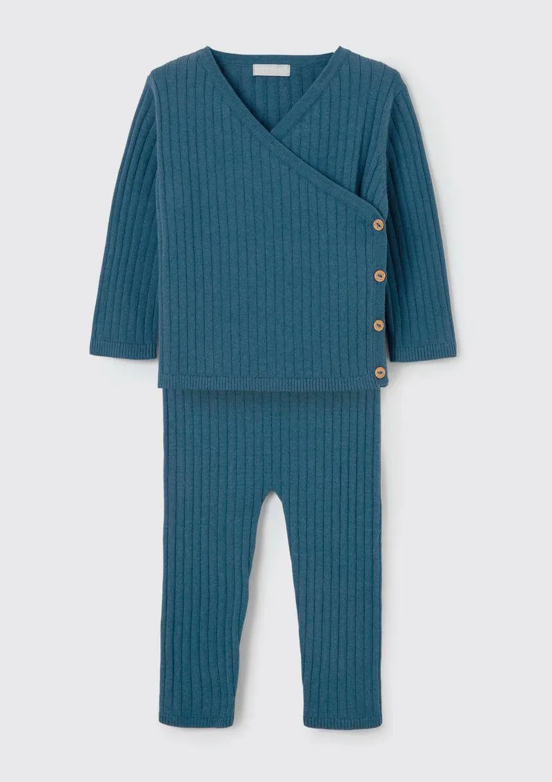 Conjunto Longo Bebê Menino Em Ribana - Azul