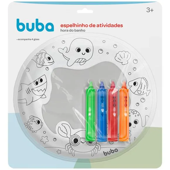 Brinquedo de banho 4 peças pinte e apague espelho com giz buba