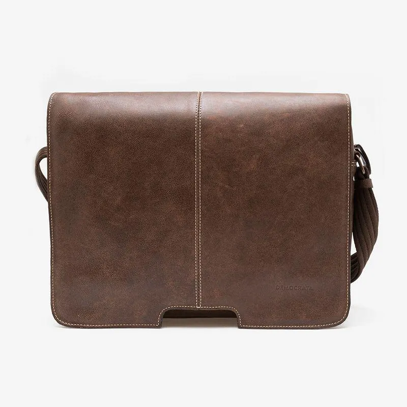 Bolsa Carteiro Em Couro Camel