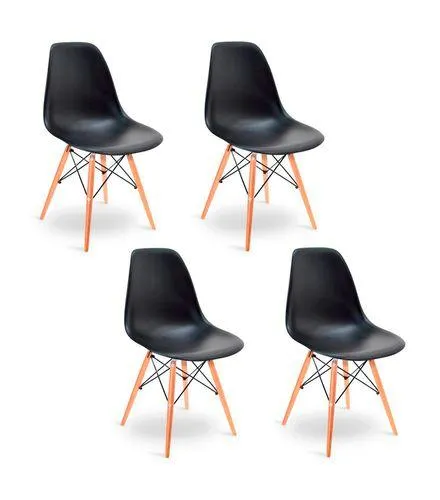 Conjunto 4 Cadeiras Eiffel Preta Mozaic