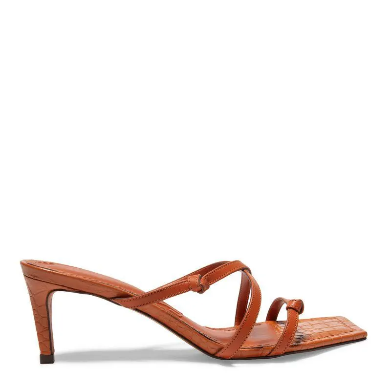 Sandália Mule Marrom Bico Quadrado