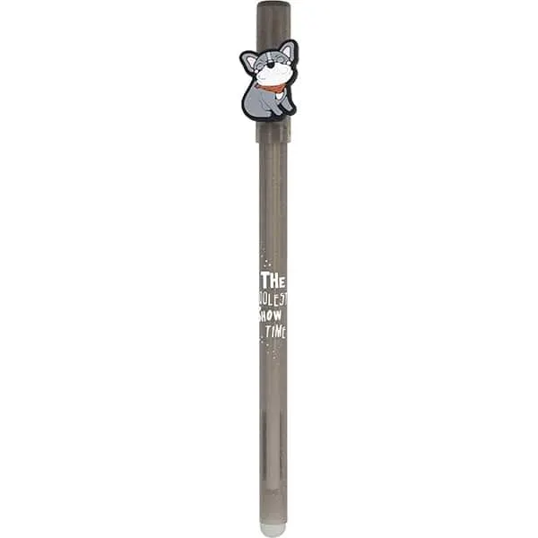 Caneta Apagável em Gel, Esferográfica, Ponta 0,7mm, Azul, Cachorro PUG - Oval - 1 UN