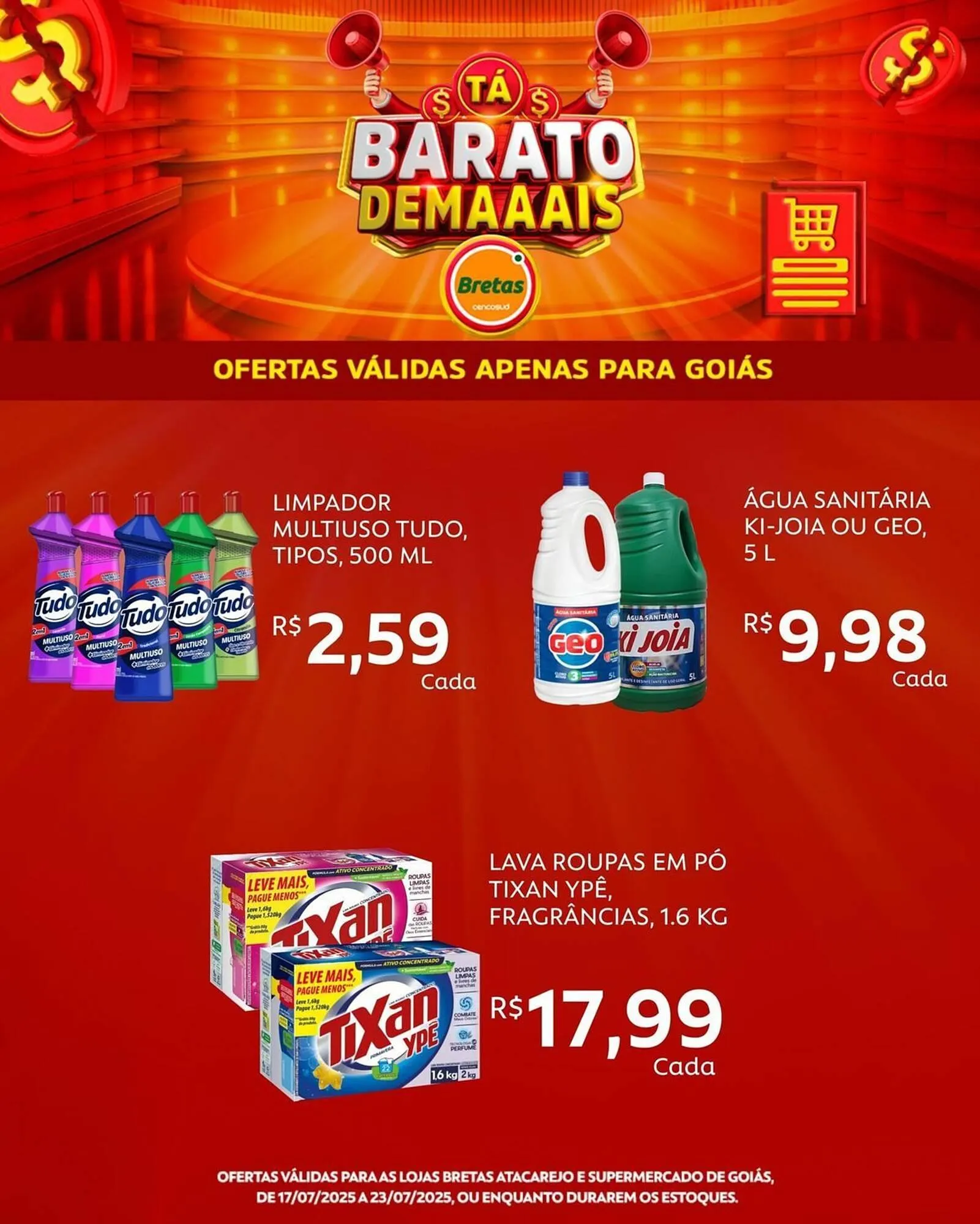 Encarte de Catálogo Supermercados Bretas 17 de julho até 23 de julho 2025 - Pagina 1