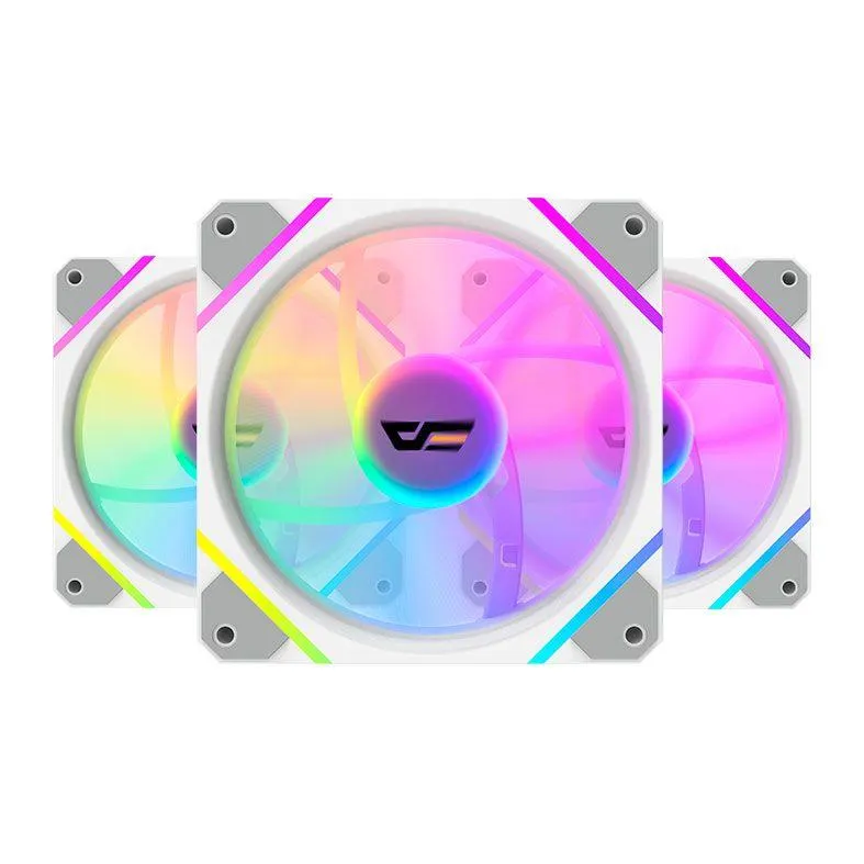 Kit Ventoinhas Aigo Darkflash DM12 F, ARGB, 3x120mm, Branco, DF-DM12F-3IN1-W-PH2