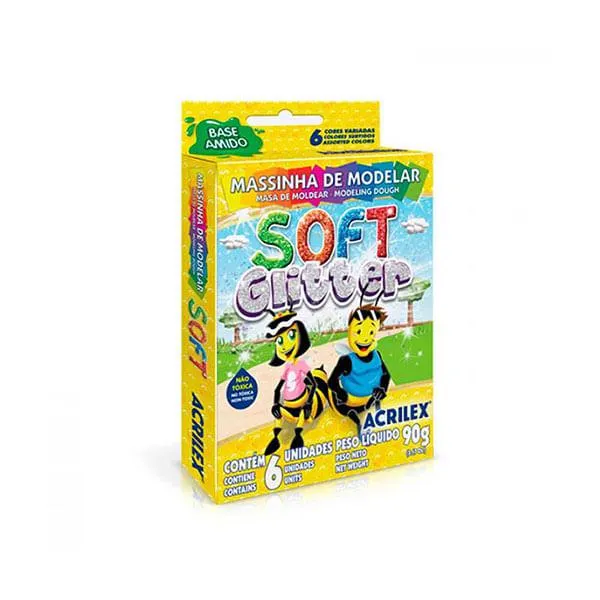 Massa De Modelar Soft Glitter 6 Cores - Acrilex