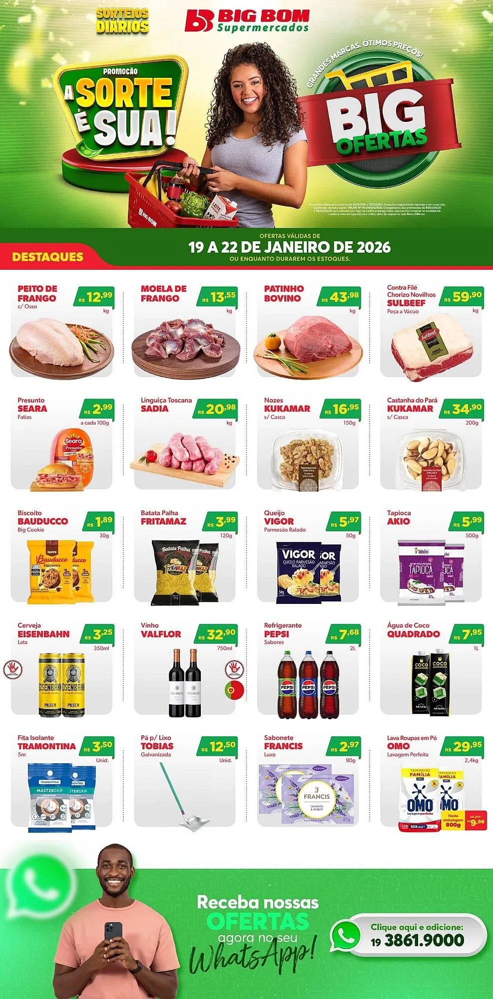 Encarte de Catálogo Big Bom Supermercados 19 de janeiro até 22 de janeiro 2026 - Pagina 1