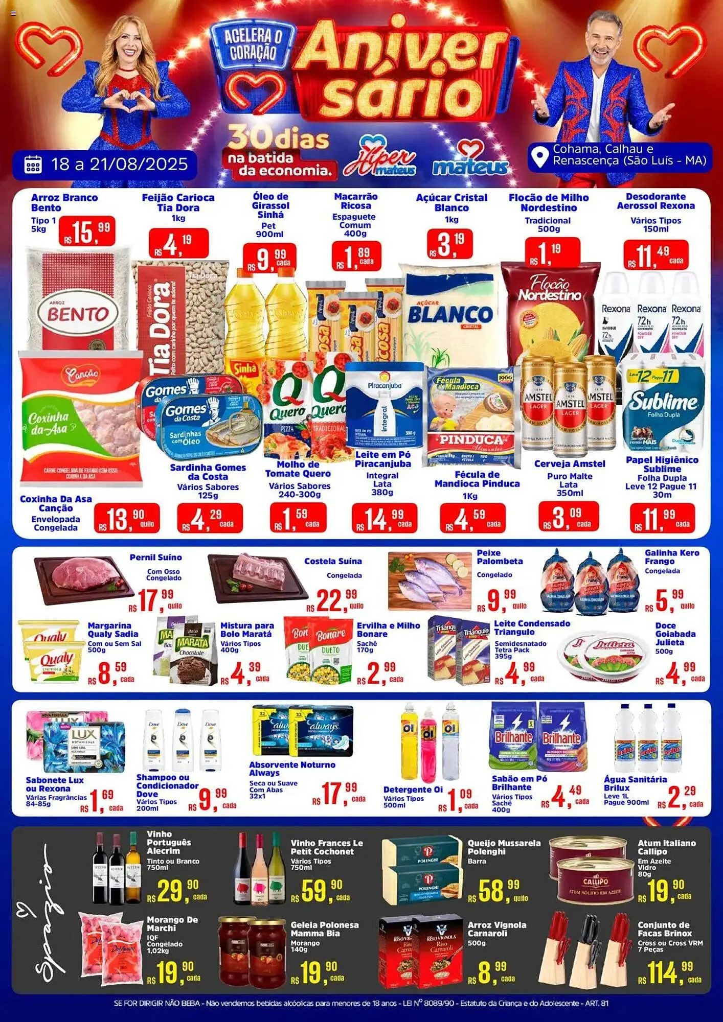 Encarte de Catálogo Supermercados Mateus 18 de agosto até 21 de agosto 2025 - Pagina 1
