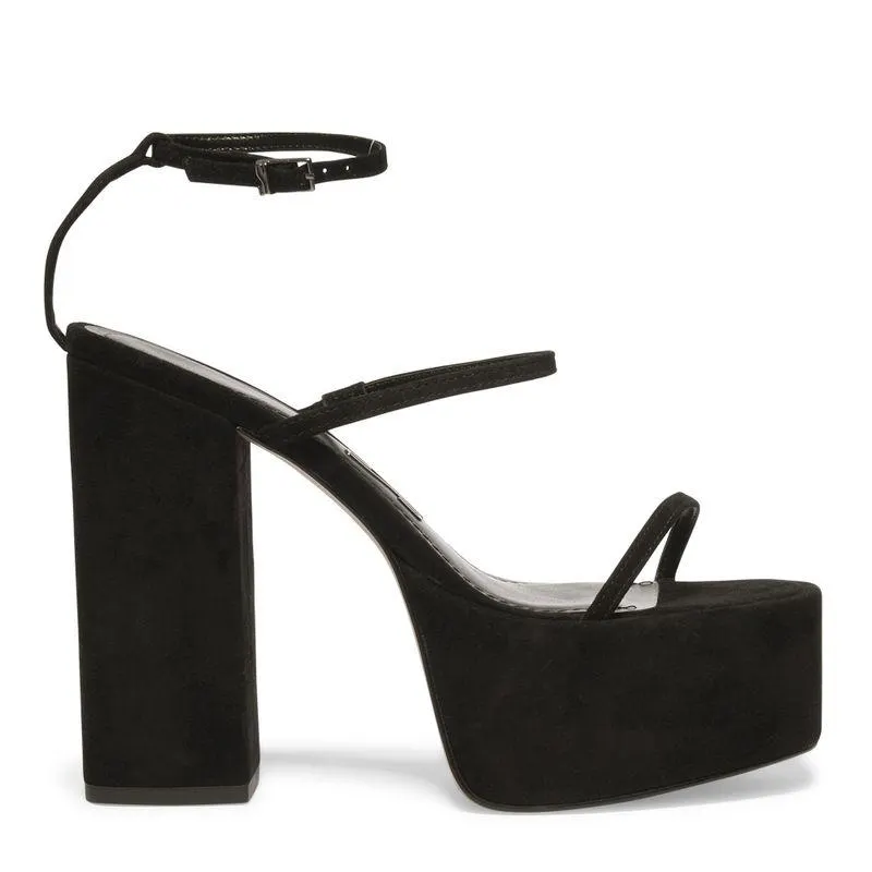 Sandália Plataforma Preta Couro Salto Alto