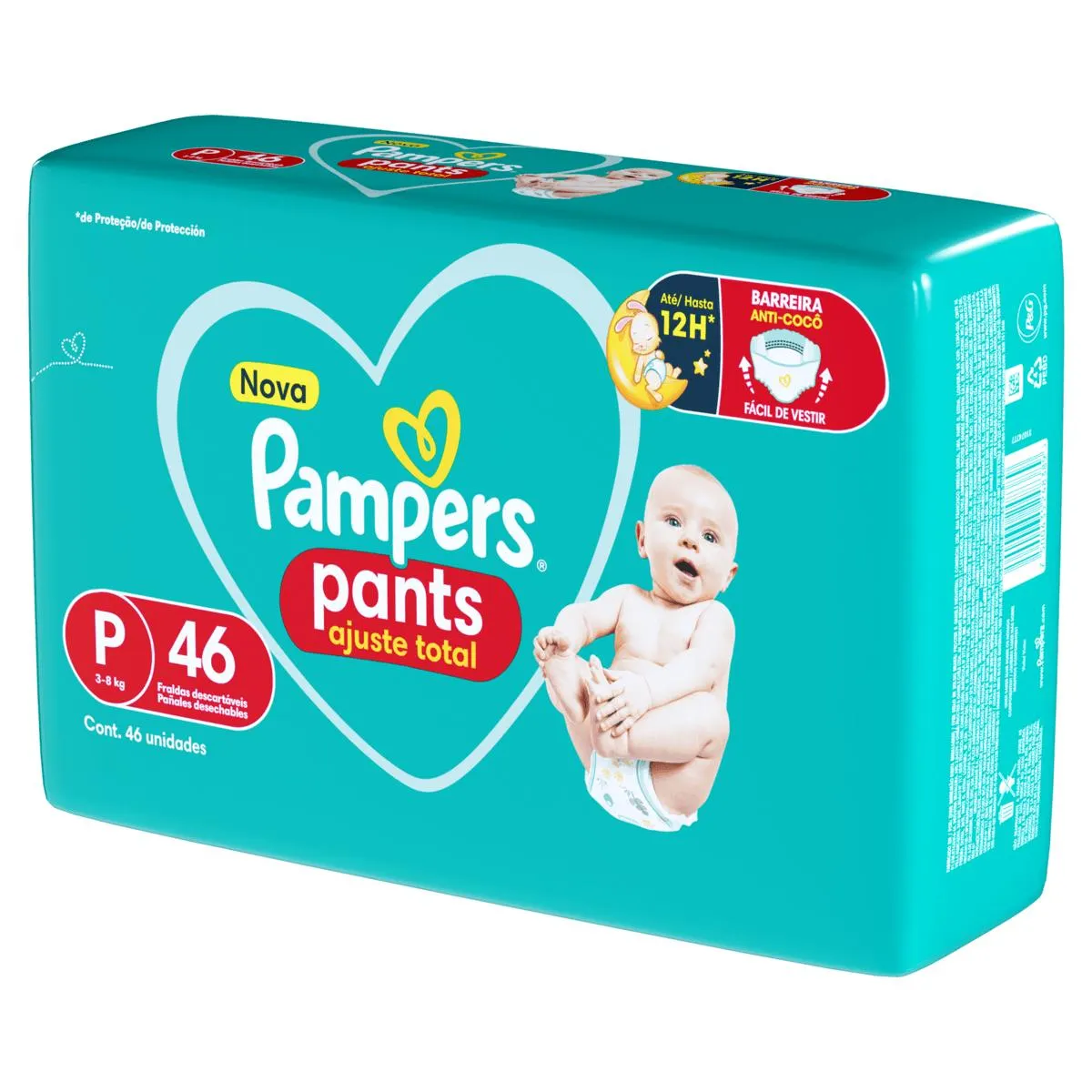 Fralda Descartável Infantil Pants Pampers Ajuste Total P - 46 Unidades