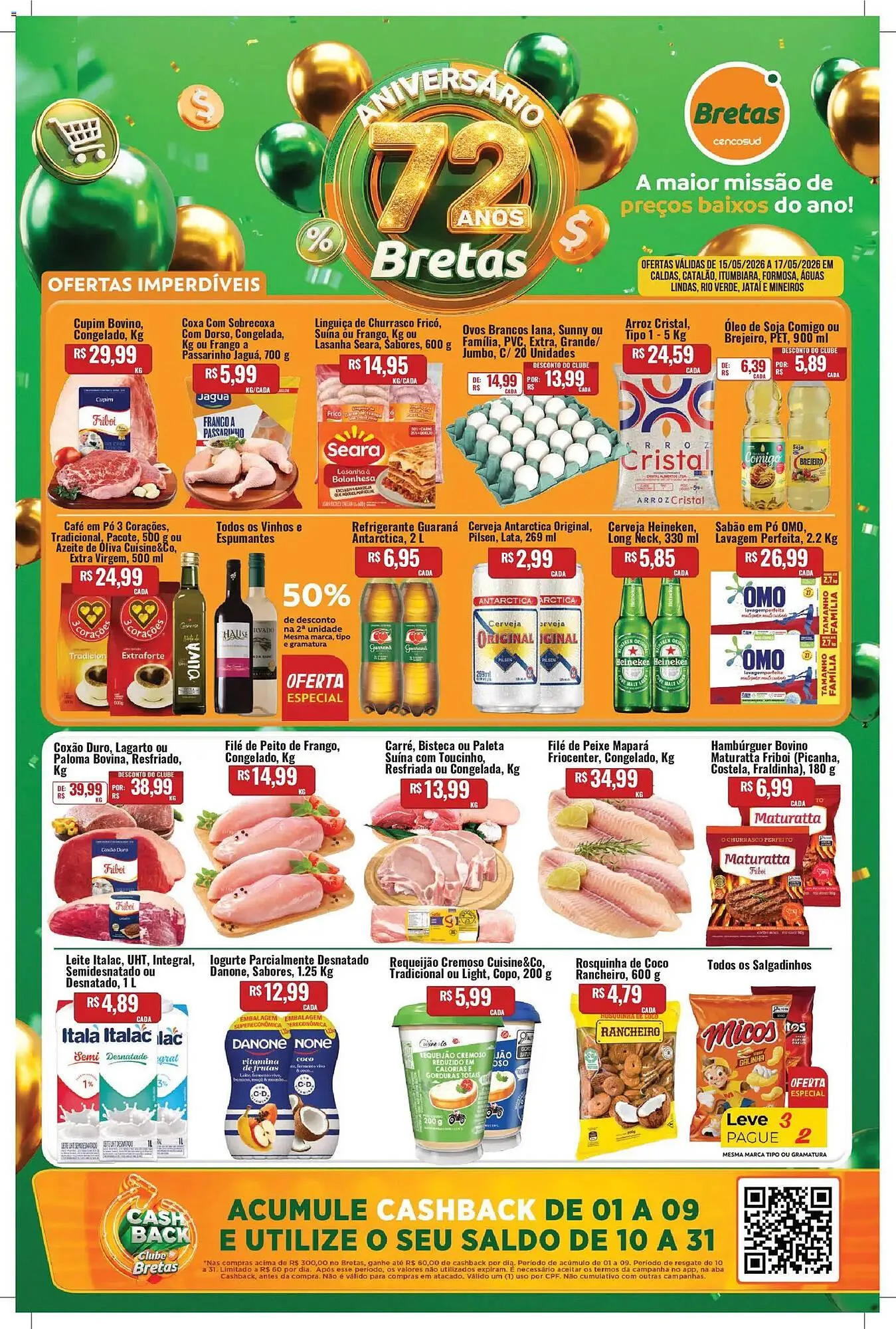 Encarte de Catálogo Supermercados Bretas 15 de maio até 18 de maio 2026 - Pagina 1