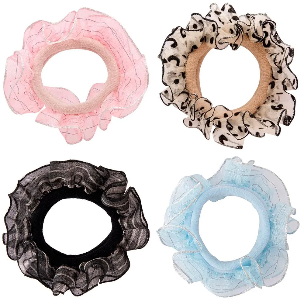 Elástico Para Cabelo Scrunchie Poliéster Borracha Decorado Sortido 8cm LM1878 - honeyhome