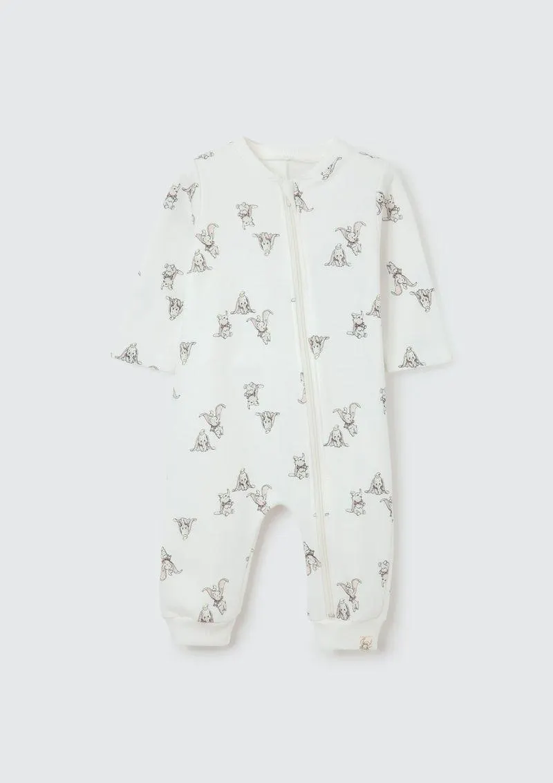 Macacão De Moletinho Bebê Unissex Peluciado Disney Dumbo - Off White